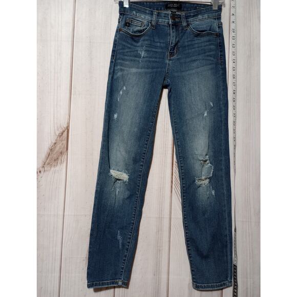 Judy Blue Denim - Judy Blue Jeans Womens 5 27 Blue Distressed Relaxed Fit‎ Mid Rise Stretch Denim